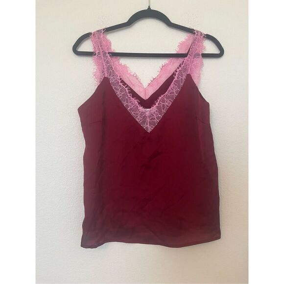 Heartloom Burgundy V Neck Floral Lace Cami NEW NWT - Picture 1 of 5